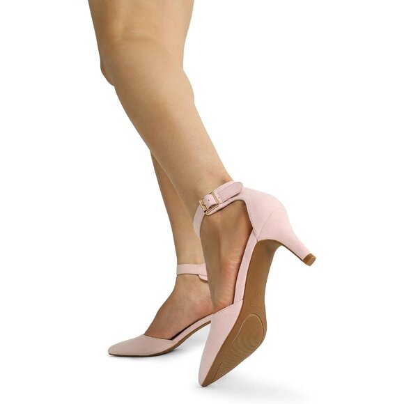 Dream Pairs Women's Pink Suede Faux Suede pointed Toe Kitten Heels Pumps Shoes - Picture 6 of 7